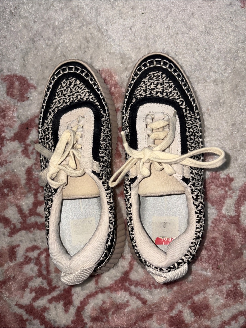 Dolce Vita Black and Cream Knit Lace-Up Sneakers